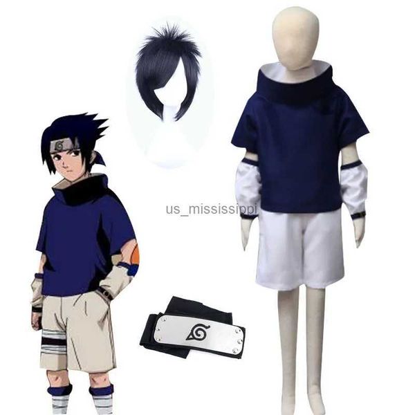 Cosplay perucas anime ninja cos pano uchiha sasuke konohagakure verão cosplay traje crianças cosplayer fãs de quadrinhos aldult crianças uniformel240124