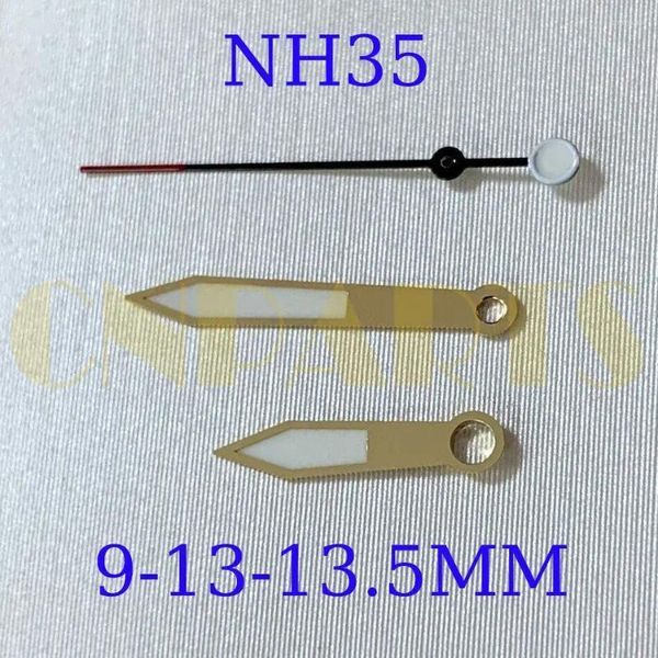 Kits de reparo de relógios verdes luminosos conjuntos de mãos douradas para movimento NH35A/NH36A/4R36 3