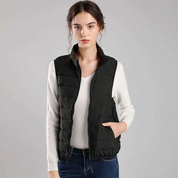 Gilet léger en duvet d'hiver pour femme - Veste de yoga légère sans couture - Manteau chaud à col montant - Pour course à pied, sport, fermeture éclair - Vêtements d'entraînement - Mode