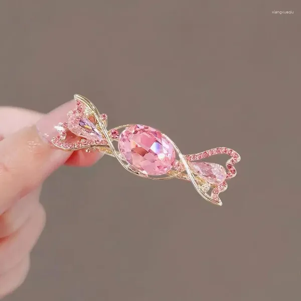 Acessórios de cabelo doce cristal rosa doce clipe com franja menina hairpin presente de aniversário acessório para mulheres