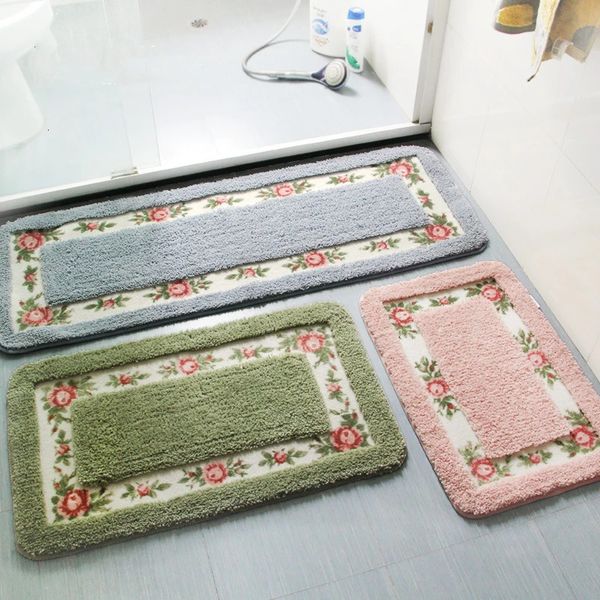 Halılar Pastoral Stil Banyo Mat Banyo Mutfak Çok Boyutlar Halılar Set Anti-Slip Puasp Duş Odası Tuvalet Halıları Zemin Alan Pad 231212