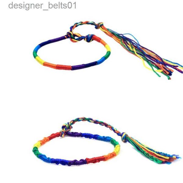 Braccialetti con ciondoli 2 pezzi Bracciale con corda multicolore regolabile Nodi fatti a mano Braccialetti con filo arcobaleno Braccialetti per donna Uomo Gioielli rsL231214