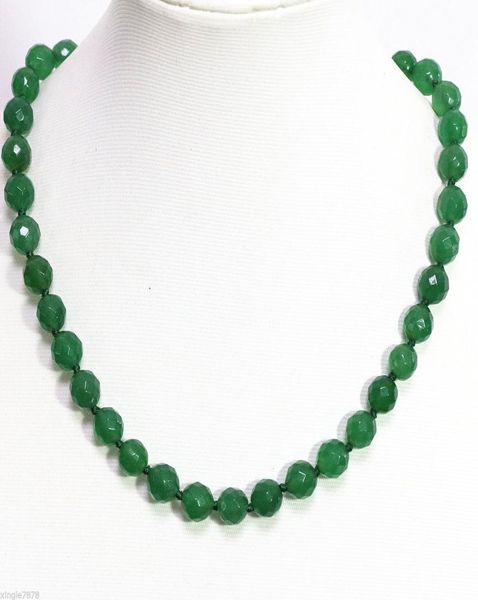 10mm verde esmeralda jade jaspe facetado contas redondas colar de corrente 18 polegadas2003733