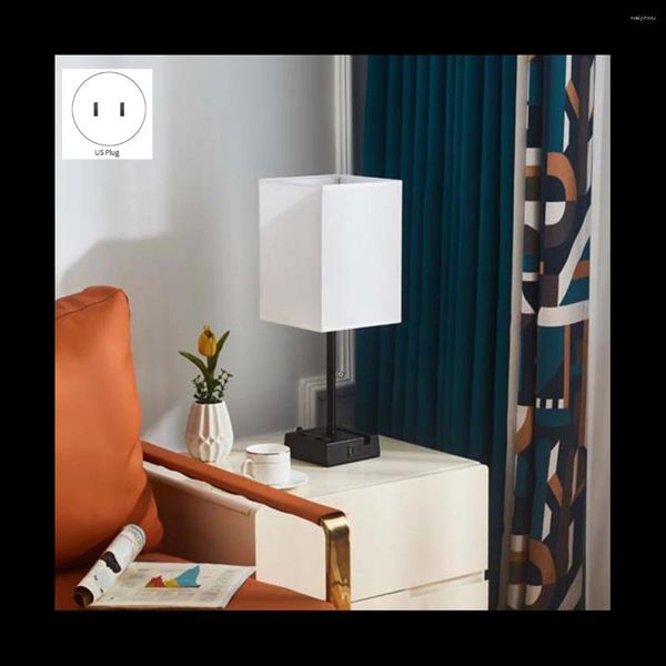 Lâmpadas de mesa Mesa Touch Dimmable Lâmpada de cabeceira com portas de carga USB AC Tomada Luz recarregável US Plug