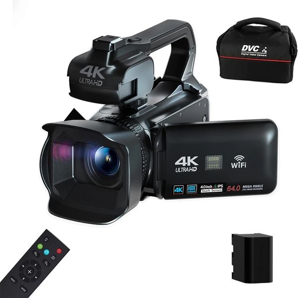 Videocamere per azioni sportive Fotocamera 4K Videocamera da 64 MP per Youtube Live Stream Ruota Touch Screen da 40