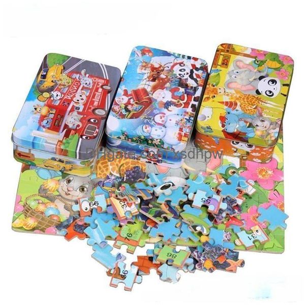 100 Teile Holzpuzzle Kinder Cartoon Puzzles Baby Bildungs Lernen Interaktives Spielzeug Für Kinder Weihnachtsgeschenke Drop De Dhu1A