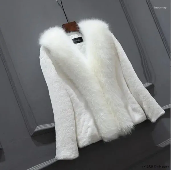 Frauen Pelz Herbst Winter Weiß Faux Mantel Kurze Nachahmung Kragen Dünne Jacke Frauen Kleidung Weibliche