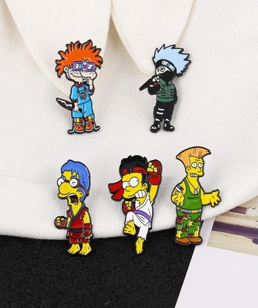 Pinos Broches HOSENG 5 Pcs Lot Anime Personagens Broche de Desenhos Animados Bonito Impertinente Estudante Personalidade Bolsa Escola Liga Jóias Pin HS91104308