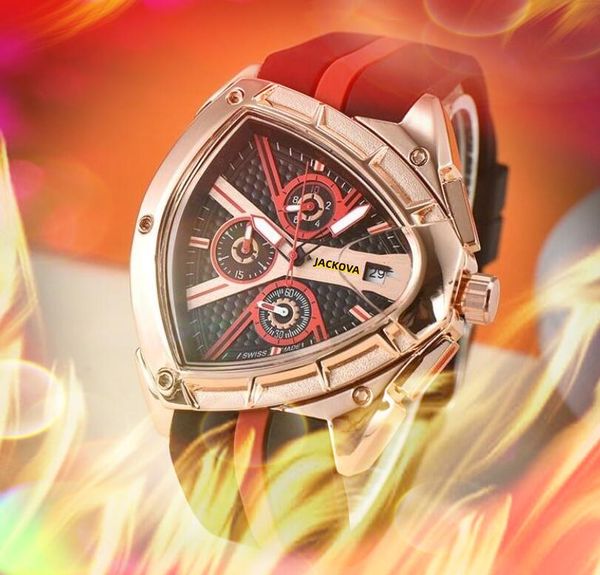 Top Quality Men Full Function Watch Cronômetro Famoso Relógio de Corrida de Carros Esportivos Movimento de Quartzo de Luxo Data Automática Caso de Forma Especial Pulseira Relógios de Negócios Presentes