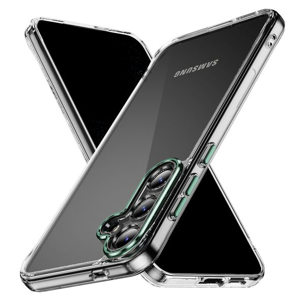 Luxuriöse kristallklare Linsenschutz-Handyhülle für Samsung Galaxy S24 23 Plus Ultra FE Google Pixel 8 Pro, militärische 2-mm-PC-TUP-Airbag-Hülle, stoßfeste Rückabdeckung