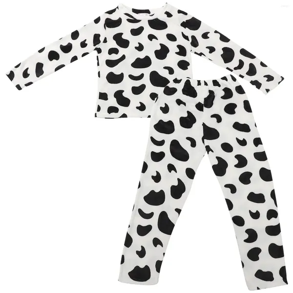 Pijamas femininos 1 conjunto feminino algodão flanela manga longa vaca