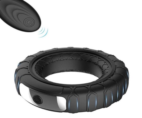 Cockrings Controle remoto anel de pau vibratório 10 velocidades atraso spray pênis de silicone anillo vibador brinquedos sexuais para homens shop187u3910500