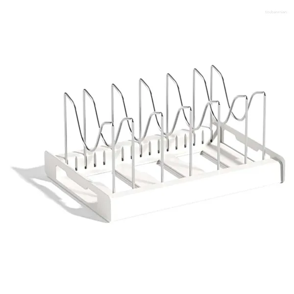 Contenitori per cucina Pentole espandibili Pentole Coperchio Organizer Rack sotto il mobiletto-Padella rivestita in gomma per mobiletto