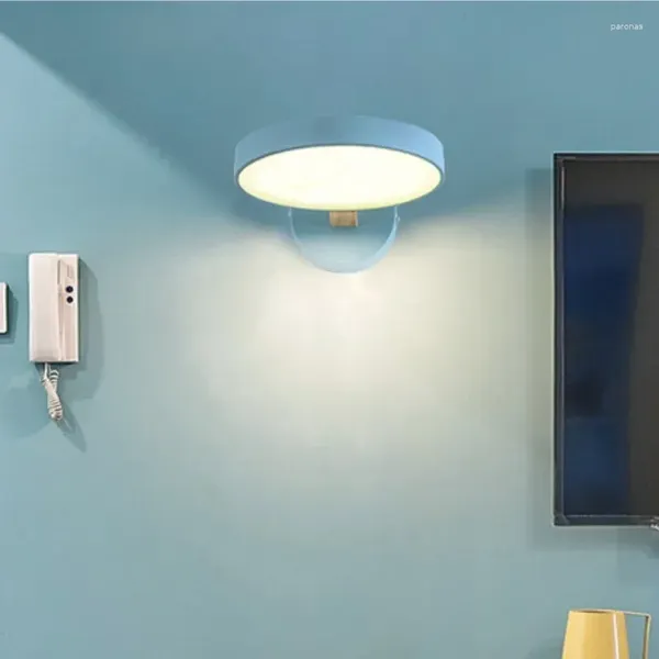 Lampada da parete moderna soggiorno Macaron illuminazione a LED per camera da letto comodino corridoio corridoio casa luci decorative per interni