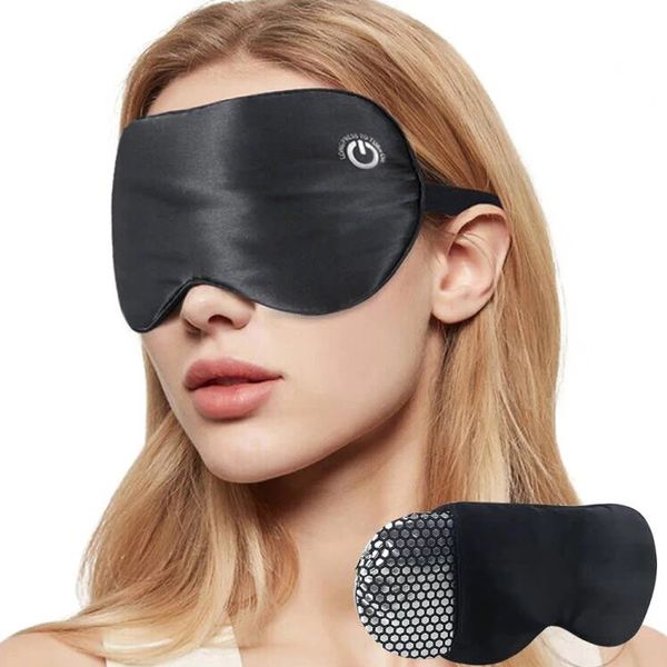 Augenmassagegerät, kabellos, beheizte Augenmaske für trockene Augen, USB wiederaufladbar, Wärmetherapie, Graphen-Heizung, wiederverwendbar, echte Seide, Schlaf-Augenmaske 231211
