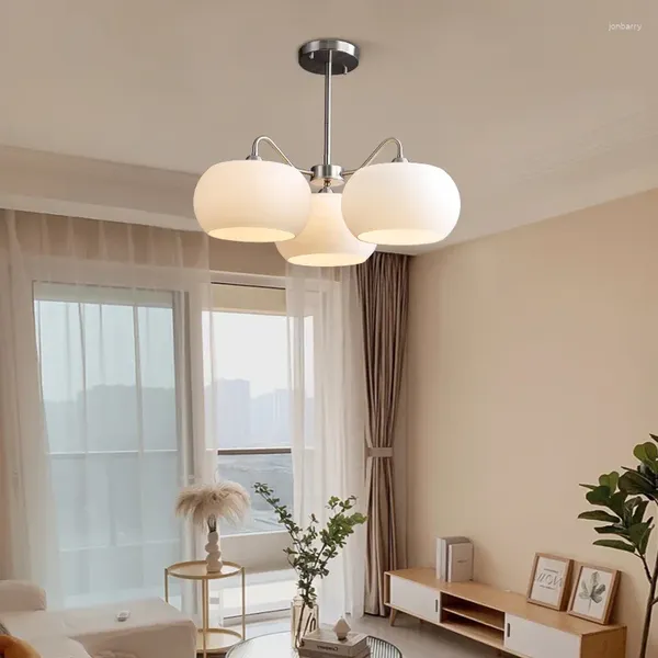 Lâmpadas pendentes retro sala de estar lustre nórdico designer criativo caqui restaurante quarto lâmpada leite branco luzes vidro