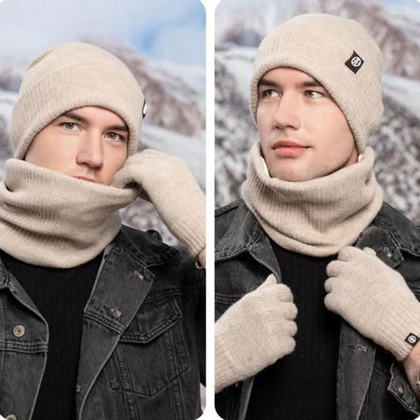 Berets Winter-Zubehör-Set, Mütze, Schal, Handschuhe, warm, elastisch, rutschfest, für Hals, Kopf, Hände, gemütlich, winddicht, für den Außenbereich