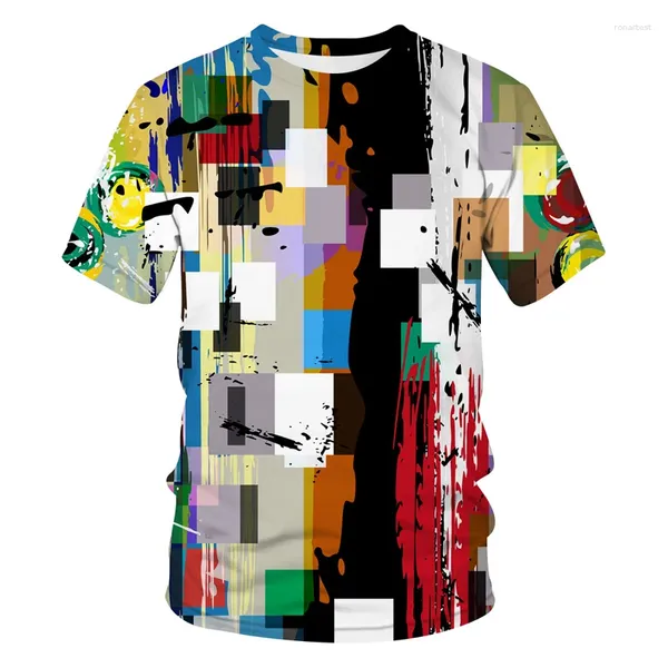 Мужские футболки Летняя мода Абстрактные индивидуальные мужские футболки 3D Повседневная трендовая печать Футболки большого размера в стиле хип-хоп Уличный стиль с круглым вырезом Свободные