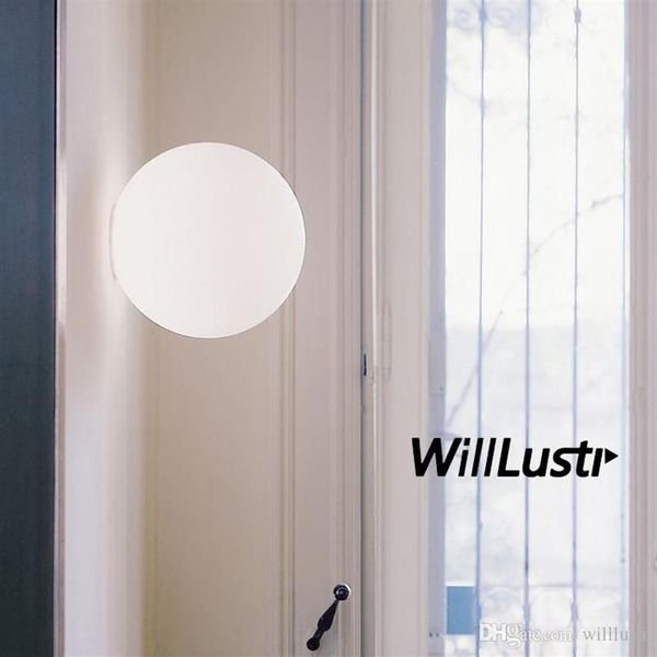 moderna lampada da parete a LED in vetro globo applique da parete lampada da soffitto in vetro bianco con paralume a sfera 14 cm 25 cm 35 cm paralume rotondo in vetro di latte light154E