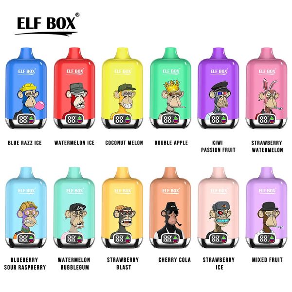 Originale ELF BOX Digital 12000 puff vape usa e getta 12 Sapori Puff 12k e sigaretta 500mah Batteria ricaricabile Cartuccia preriempita da 25 ml 2% 5% Pod vape pen bar