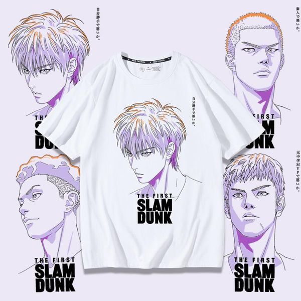 Slam Dunk Master Movie Co marca T-shirt Sakura Flower Path Flowing River Maple Vestido de casal verão puro algodão solto marca de moda manga curta