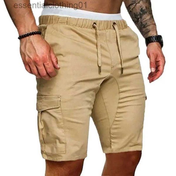 Shorts masculinos Shorts casuais Mens Summer Cargo Shorts Gym Sport Running Workout Cargo Pants Jogger Calças Drstring Solid Jogging Shorts Men L231212