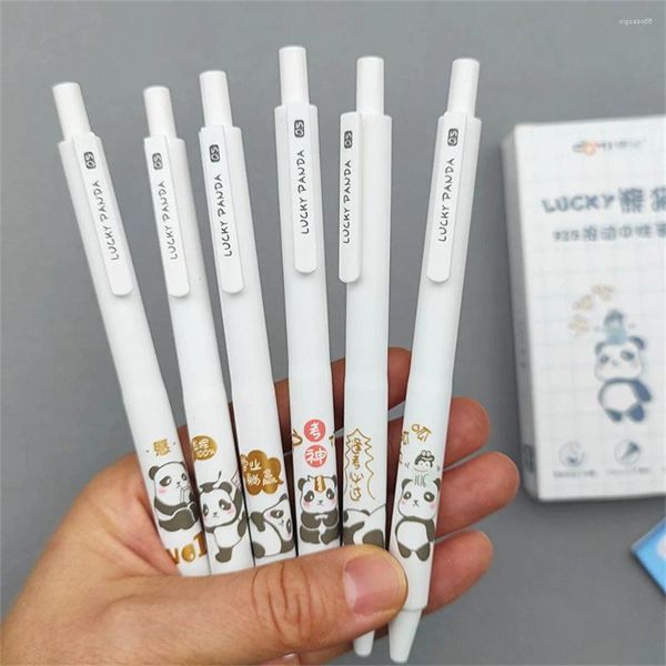 3/6PCS Lucky Panda Press Gel Stift Cartoon Schwarz 0,5 Ball ST NIB Nette Schule Liefert Büro Schreibwaren