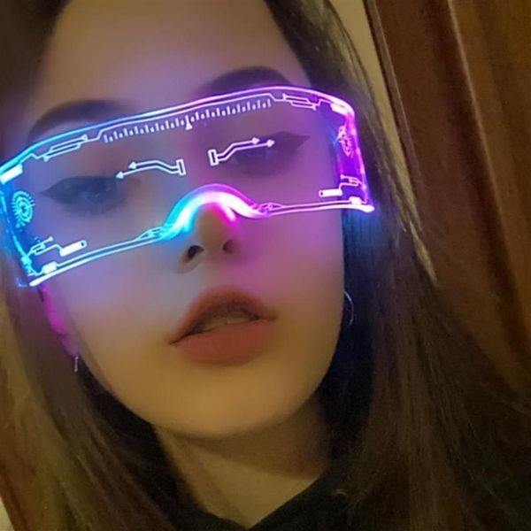 Gözlük El Tel Neon Partisi Aydınlık Led Işık Rave Kostüm Dekor DJ Cadılar Bayramı Dekorasyon Güneş Gözlüğü276f