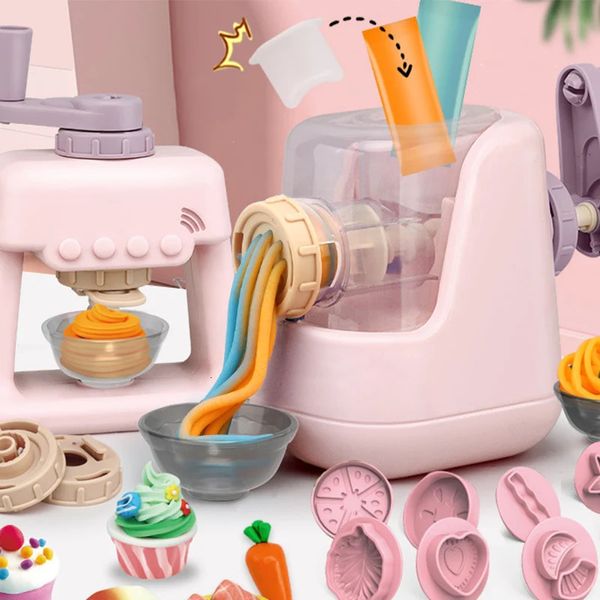 Cucine Gioca con il cibo Fai da te Macchina per la pasta con argilla colorata Bambini Fai finta di simulazione Cucina Gelato Modello di vestito per ragazza Giocattoli regalo 231211