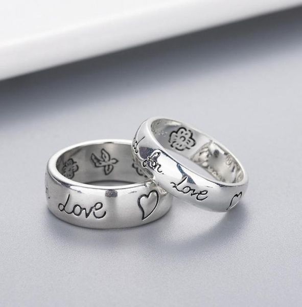 Bandring Damen Mädchen Blumen Vogel Muster Ring mit Stempel Blind für Liebesbrief Männer Ring Geschenk für Liebespaar Schmuck w2946916235