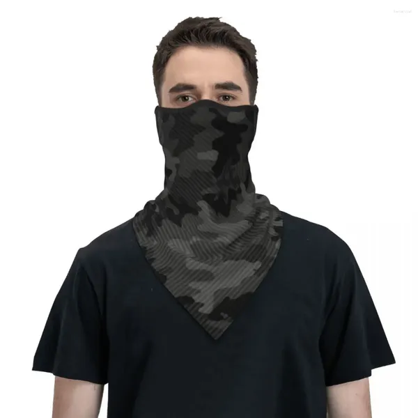 Bandane Carbon Camo Bandana Ghetta per il collo Scaldino invernale da uomo Sciarpa avvolgente antivento per sci Esercito Militare Camouflage Maschera per il viso