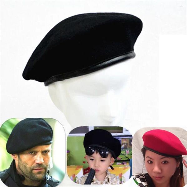 Berets homens uniforme boné de alta qualidade unisex mulheres exército soldado chapéu estilo francês lã bere