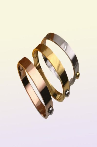 Designer Bangle Rose Gold Prata Aço Inoxidável Luxo Simples Cruz Padrão Fivela Amor Jóias Mulheres Mens Pulseiras Marca Cart3411224