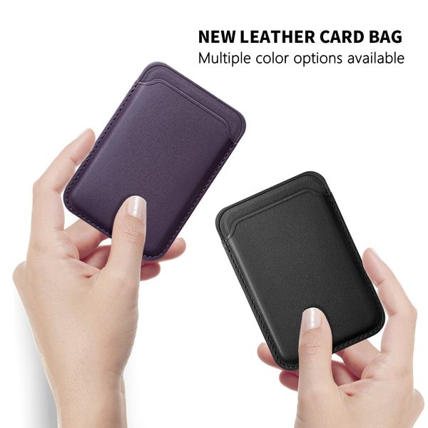 Megsafe cüzdan için uygun manyetik kart tutucu iPhone deri mıknatıs arka çıkartma kartı iPhone 15 13 14 12 PU kart kol