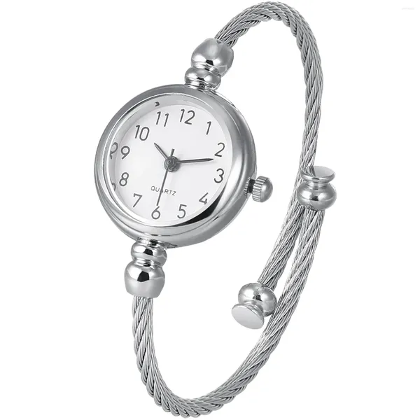 Relógios de pulso Nicerio Womens Jóias Pulseira Cuff Relógios Mulheres Bangle Relógio de Pulso Aço Inoxidável Fio Banda Vestido
