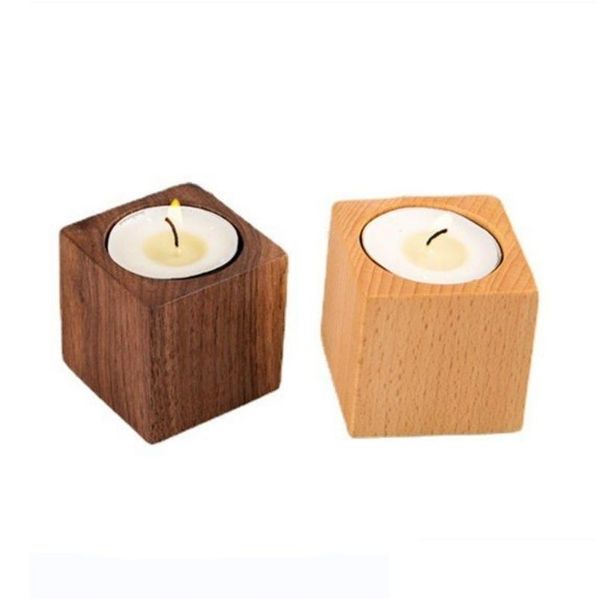 Portacandele Portacandele in legno fai da te Faggio Romantico Posizionamenti di candelieri Tavolo da pranzo domestico Accessori decorativi Consegna di goccia Dhscf