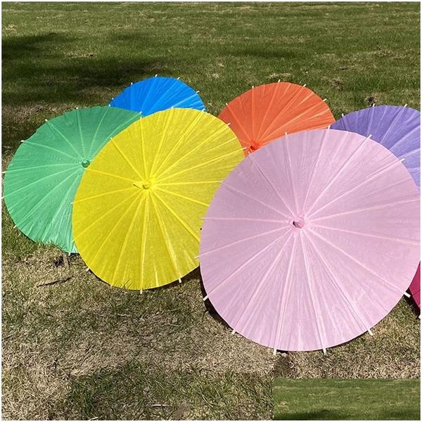 Regenschirme 60 cm einfarbig Tanz Papier Regenschirm Malerei chinesische Sonnenschirm Hochzeit Party Dekoration Gefälligkeiten klassisch BH8545 TQQ Drop D DHK97