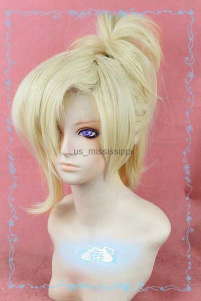 Perucas de cosplay ow misericórdia Angela Ziegler Light Blond Cosplay Ponytail Hair Resista a Cosplay Costume Wig + Wig Free Cappl240124