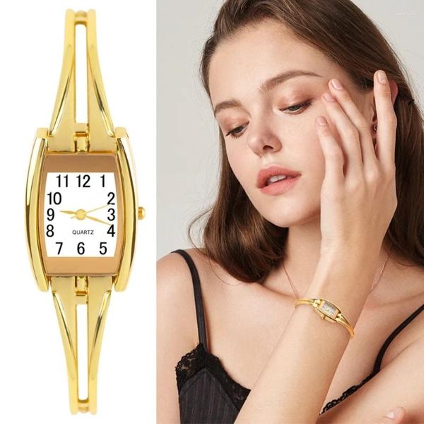 Orologi da polso Orologio da donna minimalista Bracciale da ragazza piccolo e alla moda Orologi da donna al quarzo in oro retrò