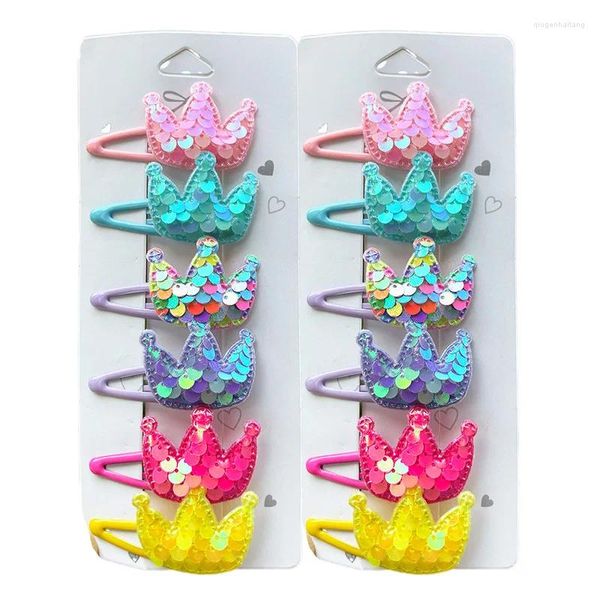 Acessórios de cabelo 2 pcs adorável princesa lantejoulas escala de peixe coroa meninas grampos de cabelo crianças headwear grampos de cabelo barrettes