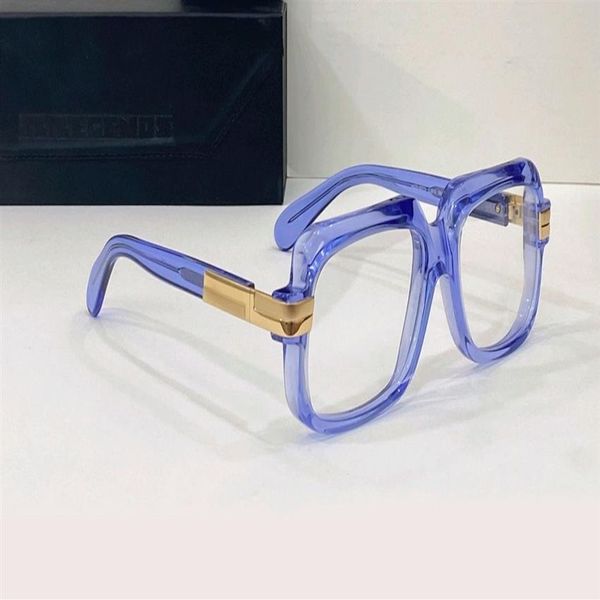Montatura per occhiali vintage 607 per uomo Montatura per occhiali da vista con montatura completa in cristallo blu Lenti trasparenti Montature per occhiali da sole quadrati Montature per occhiali da uomo con Box178e