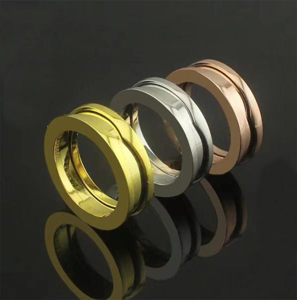 Alta qualidade 316l titânio aço casal anel clássico bobina única primavera designer anel para mulheres homens jóias de moda europeia gif7449482