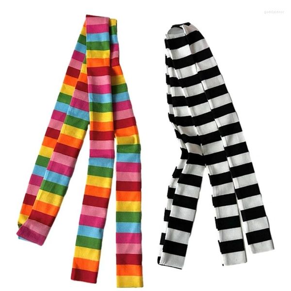 Eşarplar Harajuku Stripe Boyun Eşarp Kadınlar için Yumuşak Sıcak Gotik Örgü Neckerchief Moda Neckwear Aksesuarlar Dropship