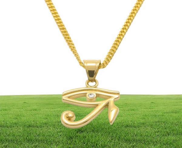 316L Colore in oro in acciaio inossidabile egiziano l'occhio di Horus Necklace Hip Hop Hop Hop Wedjat Eye Eye per gioielli unisex227L6975461