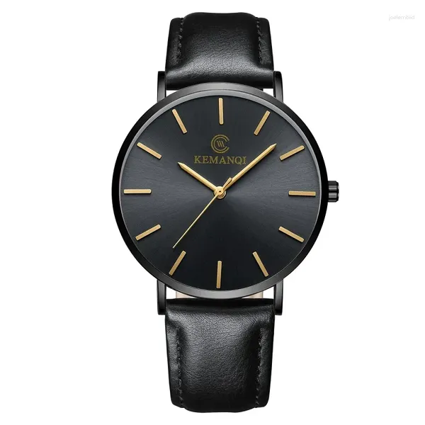 Наручные часы Роскошные деловые мужские часы Золотые часы Ультратонкие мужские кожаные кварцевые мужские наручные часы Horloge Manne