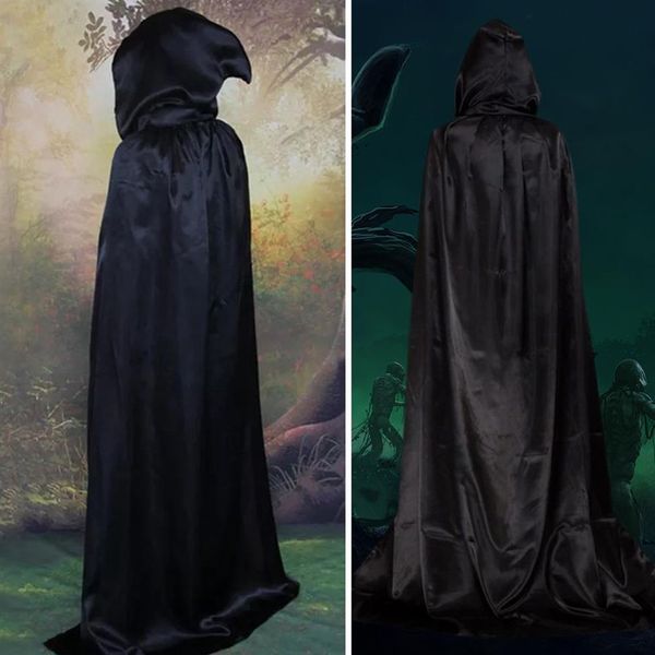 Decorazione di Halloween Costume Morte per adulti Costumi Cosplay Mantello con cappuccio nero Spaventoso Strega Diavolo Gioco di ruolo Party297K