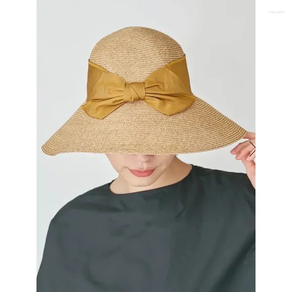 Berets IOO 2023 Sonnenschutz UV-Strohhut Bow Beach Faltbarer Sommerschatten Atmungsaktive Fischer Hohe Qualität Freies Schiff