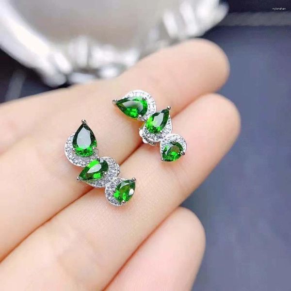 Orecchini pendenti Geometria Diopside naturale S925 Argento puro Fine Fashion Wedding Gioielli affascinanti per le donne MeiBaPJ FS