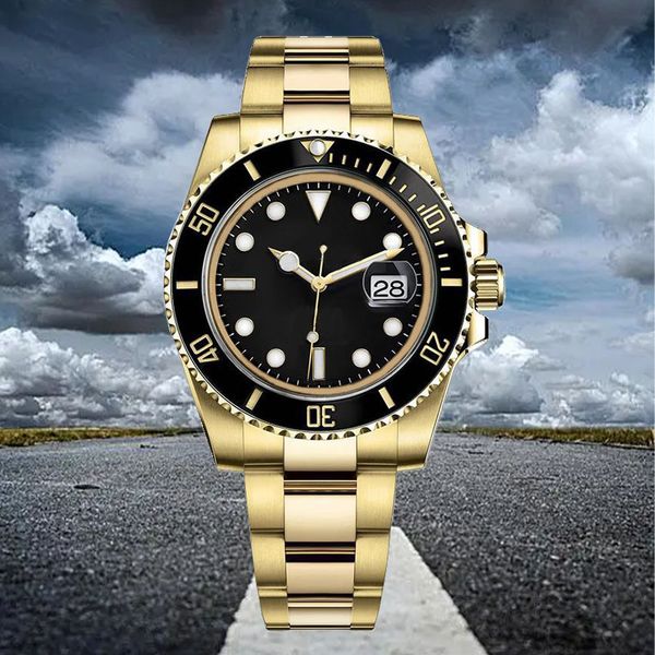 orologio orologio da uomo di fascia alta orologio automatico di moda 40mm fibbia pieghevole in acciaio inossidabile lente in zaffiro anello per orologio in ceramica quadrante nero display calendario orologio da donna