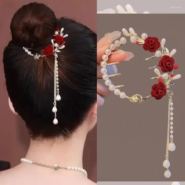 Pinces à cheveux IHUES tempérament pince perle Rose boucle femmes bouclés glands chapeaux fille décoration quotidienne